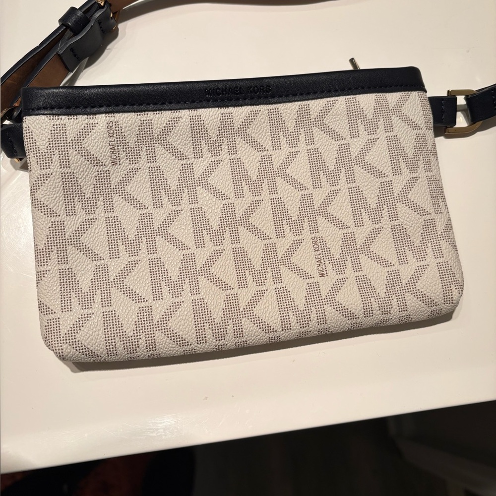 Michael Kors Beige and Black Monogram Pouch